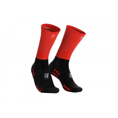COMPRESSPORT MID COMPRESION SOCKS BLACK RED COMPRESSPORT MID COMPRESION SOCKS BLACK RED